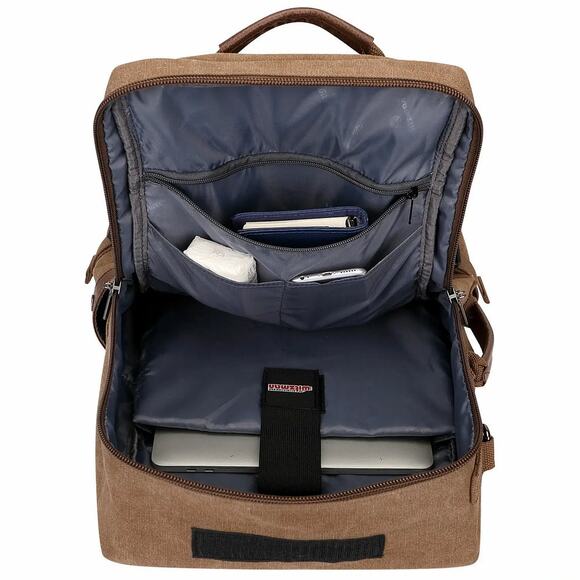 Witzman Brown Convertible Travel Leather Canvas Duffle Large A2020-2 Backpack - Picture 6 of 8